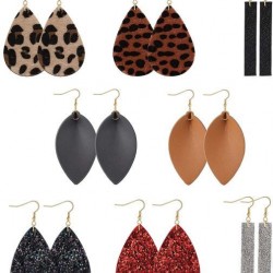 8pairs Leather Earrings Lightweight Teardrop Dangle Earrings Leaf Leopard Print Earrings Set For Women Girls